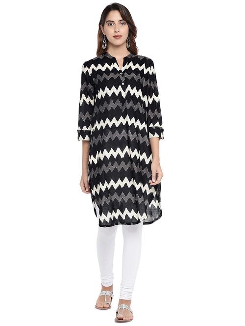 chevron straight kurta - 16215220 - Very Small Image - 1