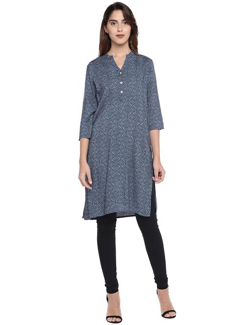 printed straight kurta - 16215251 - Very Small Image - 1
