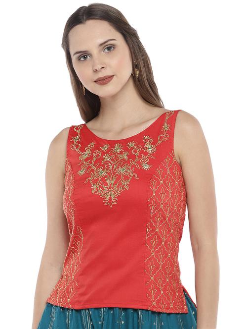 embroidered regular top - 16215260 - Very Small Image - 1