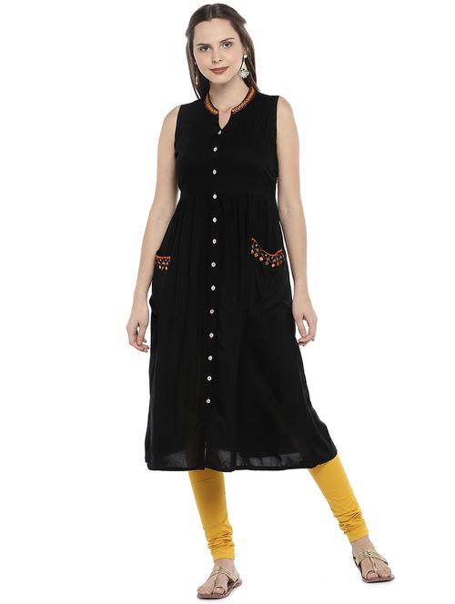 embroidered flared kurta - 16215268 - Very Small Image - 1