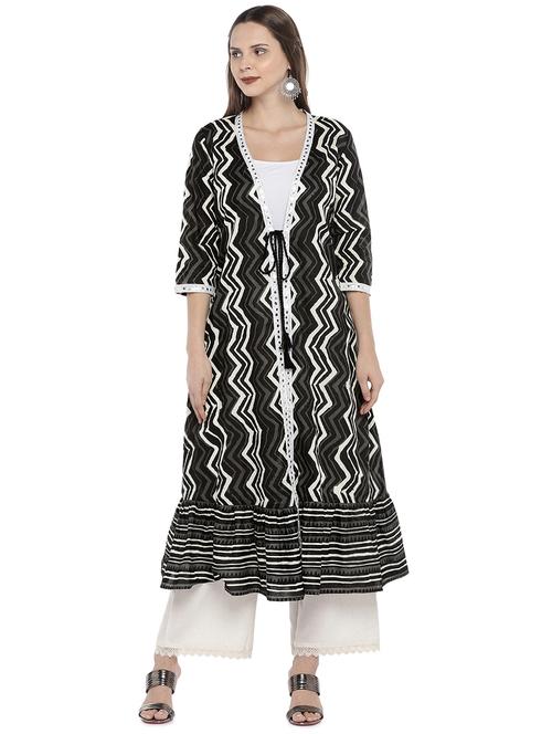 chevron flared kurta - 16215272 - Very Small Image - 1