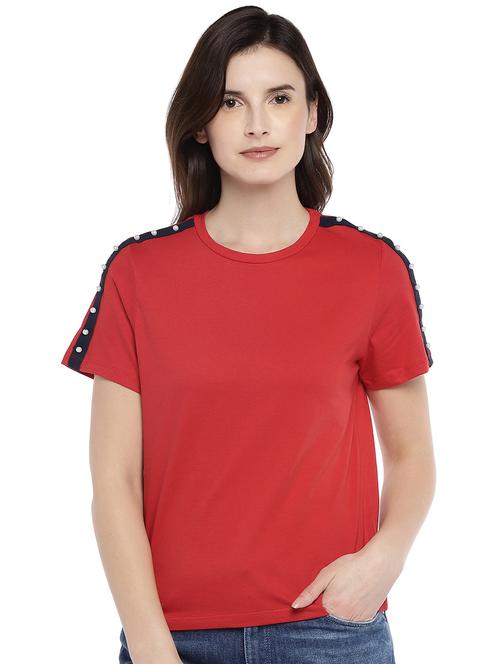 pearl embellished side striped top - 16215376 - Very Small Image - 1