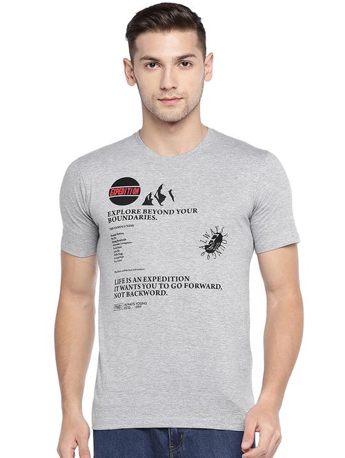 grey typographic chest print t-shirt - 16215450 - Very Small Image - 1