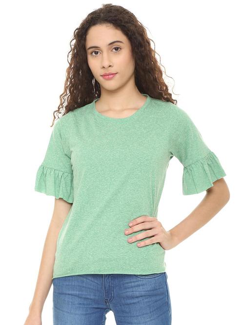 flute sleeved round neck top - 16215707 - Very Small Image - 1