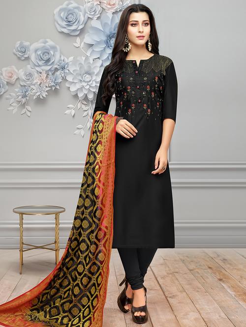 embroidered unstitched churidaar suit - 16215714 - Very Small Image - 1