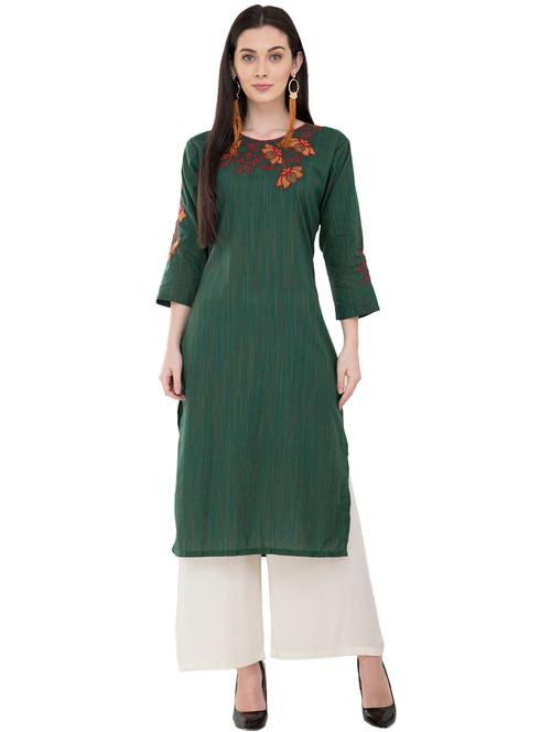 floral embroidered straight kurta - 16216262 - Very Small Image - 1