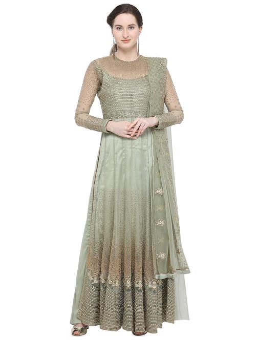 zardozi embellished unstitched anarkali suit - 16216634 - Very Small Image - 1