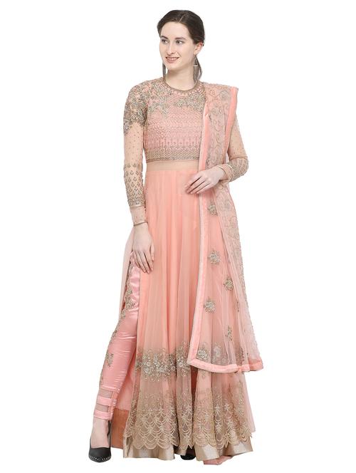 zardozi embellished unstitched anarkali suit - 16216636 - Very Small Image - 1