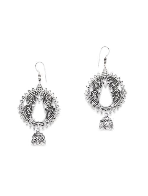 silver metal jhumka earring - 16216802 - Very Small Image - 1