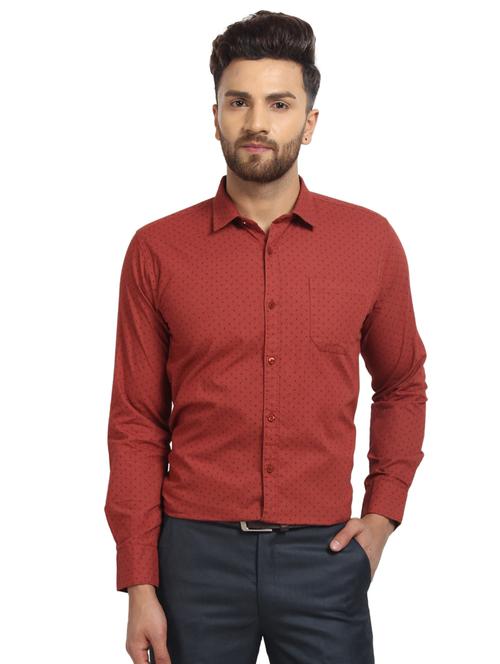 red printed formal shirt - 16217481 - Very Small Image - 1