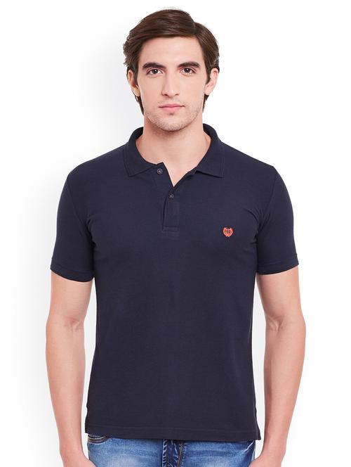 navy blue solid polo t-shirt - 16217623 - Very Small Image - 1