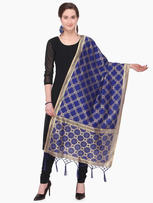 floral woven dupatta with fringes - 16217651 - Very Small Image - 1