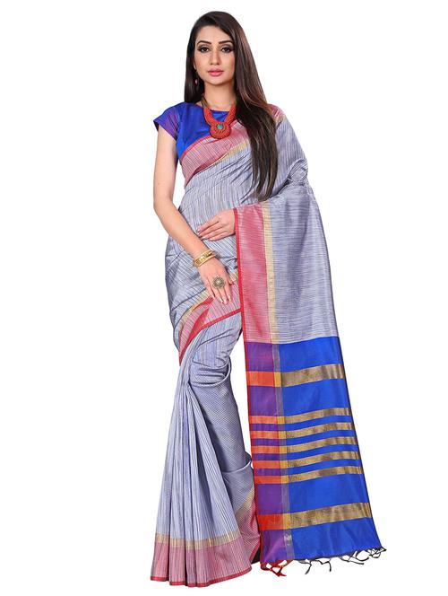 zari border tussar saree with blouse - 16217769 - Very Small Image - 1