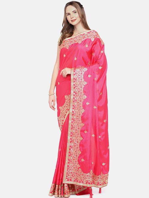 lace border embroidered saree with blouse - 16217777 - Very Small Image - 1