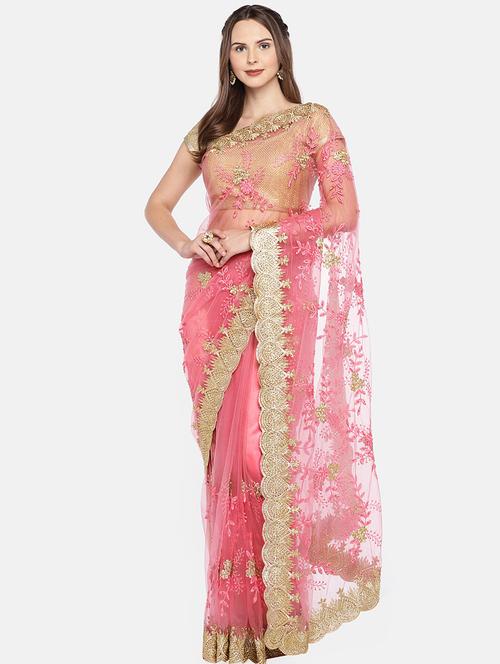 floral embroidered saree with blouse - 16217779 - Very Small Image - 1