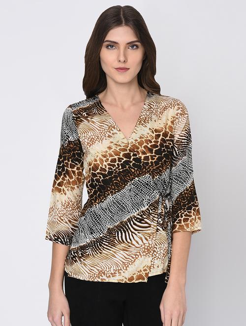 overlap neck snake print top - 16217817 - Very Small Image - 1