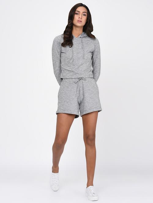 hooded neck solid top with shorts - 16217826 - Very Small Image - 1