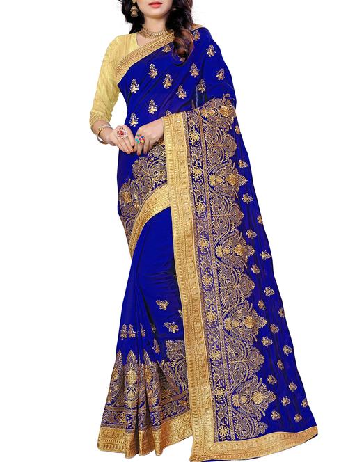 lace border zari embroidered saree - 16218784 - Very Small Image - 1