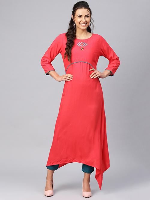 embroidered solid kurta - 16218867 - Very Small Image - 1