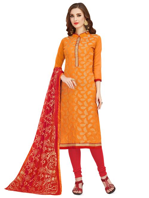 printed churidaar unstitched suit - 16220086 - Very Small Image - 1