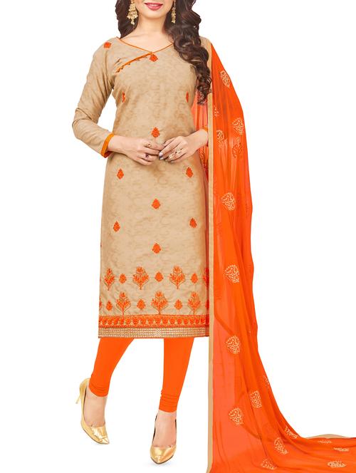 printed churidaar unstitched suit - 16220092 - Very Small Image - 1