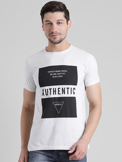 white typographic chest print t-shirt - 16220433 - Very Small Image - 1