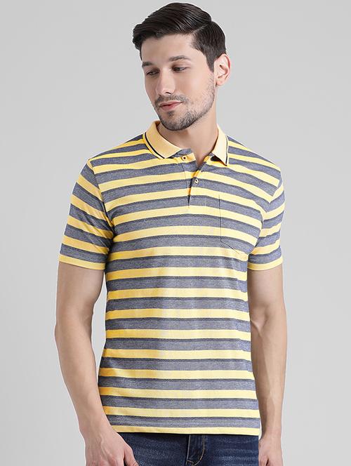 yellow striped polo t-shirt - 16220438 - Very Small Image - 1