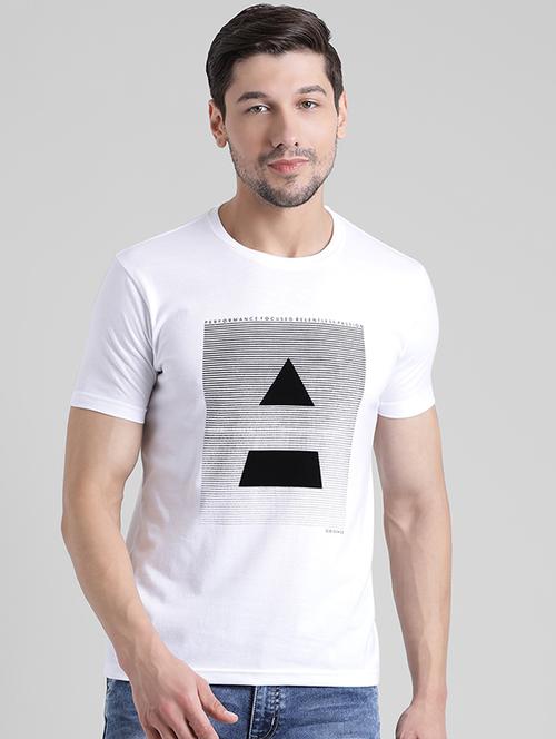 white geometric print t-shirt - 16220444 - Very Small Image - 1