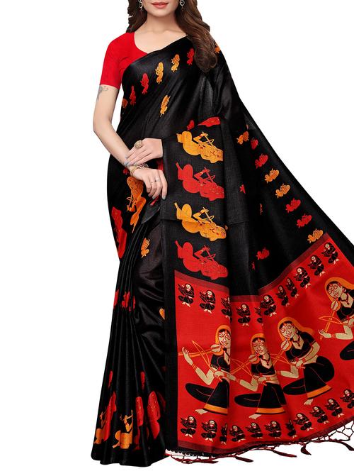 kalamkari printed saree with blouse - 16220491 - Very Small Image - 1