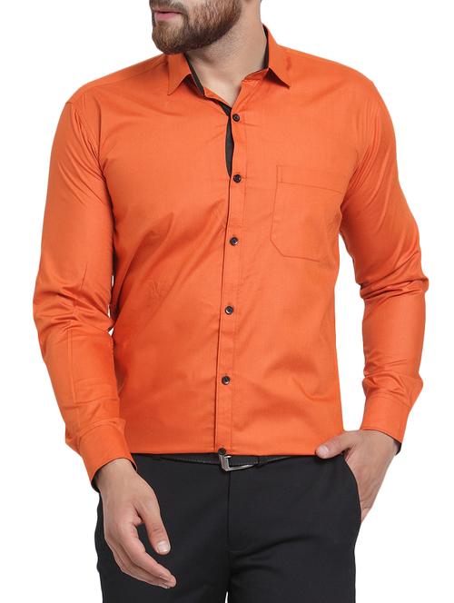 orange solid formal shirt - 16221488 - Very Small Image - 1