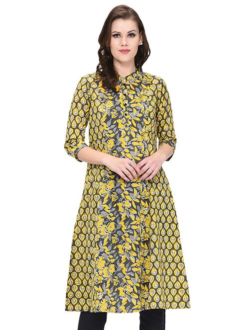 floral printed a-line kurta - 16222242 - Very Small Image - 1