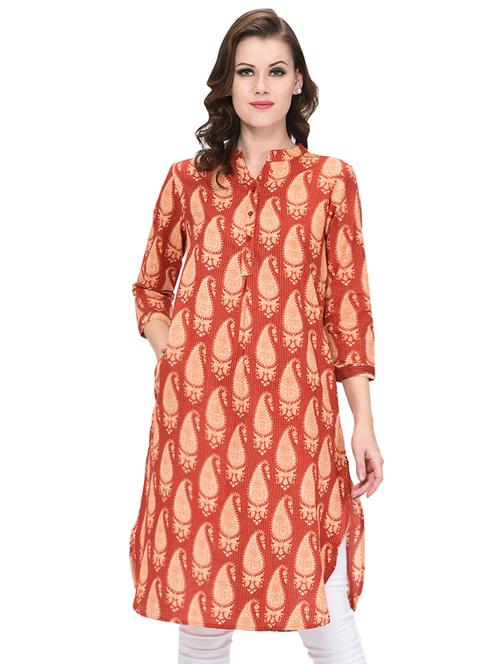 paisley printed straight kurta - 16222244 - Very Small Image - 1