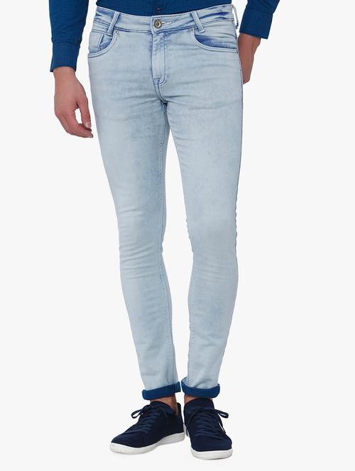 light blue cotton blend plain jeans - 16222302 - Very Small Image - 1