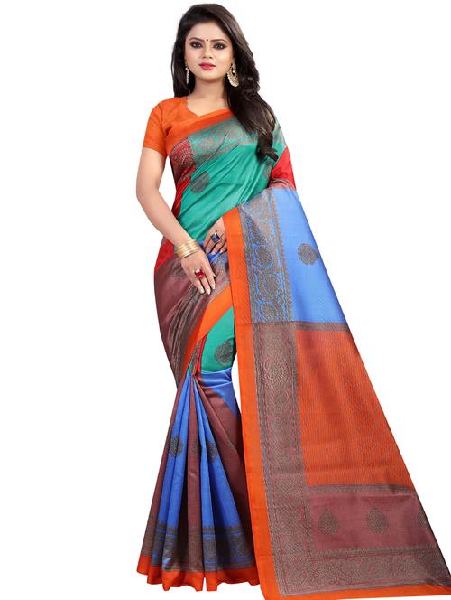 ethnic motifs printed bhagalpuri saree with blouse - 16222525 - Very Small Image - 1