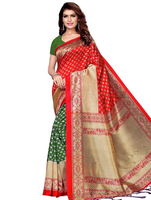 half & half bhagalpuri saree with blouse - 16222536 - Very Small Image - 1