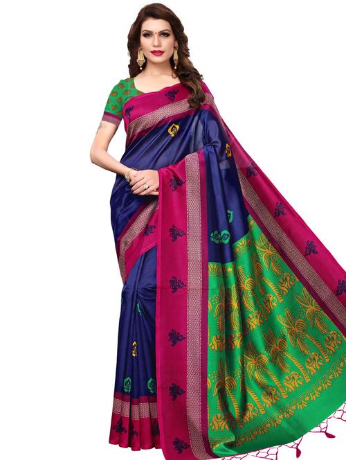paisley printed bhagalpuri saree with blouse - 16222539 - Very Small Image - 1