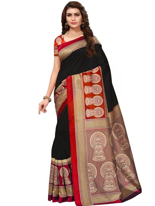 kalamkari printed bhagalpuri saree with blouse - 16222541 - Very Small Image - 1