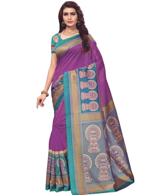 kalamkari printed bhagalpuri saree with blouse - 16222545 - Very Small Image - 1