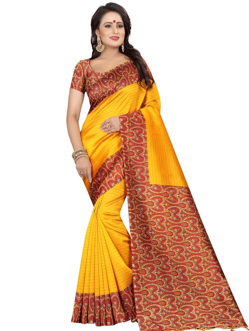 kalamkari border bhagalpuri saree with blouse - 16222547 - Very Small Image - 1