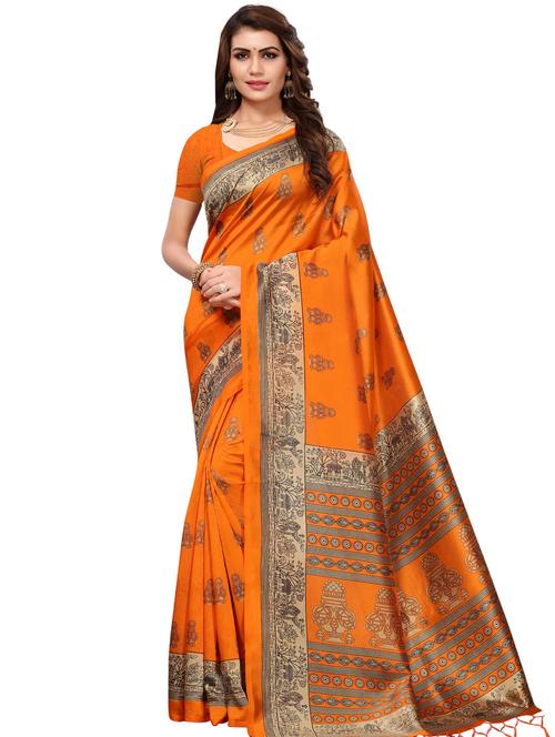 kalamkari printed bhagalpuri saree with blouse - 16222552 - Very Small Image - 1