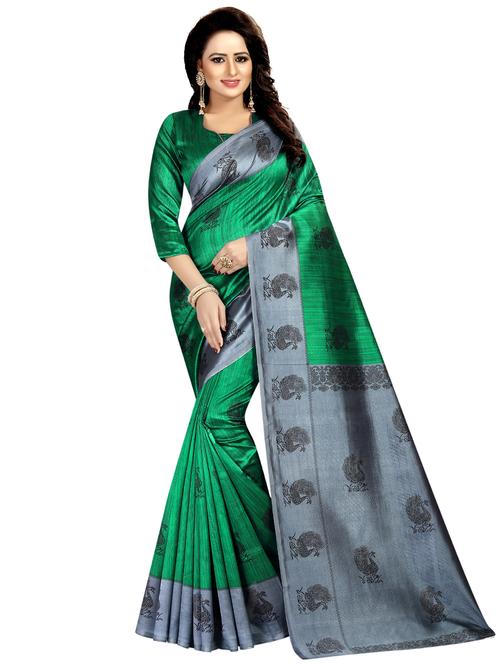 kalamkari printed bhagalpuri saree with blouse - 16222561 - Very Small Image - 1
