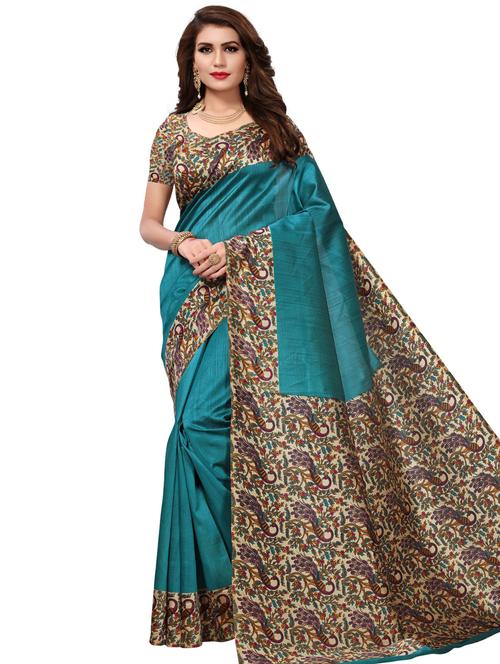 kalamkari printed bhagalpuri saree with blouse - 16222565 - Very Small Image - 1