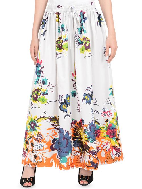 drawstring floral long skirt - 16222678 - Very Small Image - 1