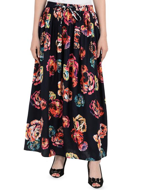 drawstring floral long skirt - 16222683 - Very Small Image - 1