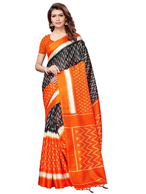 chevron ikat printed saree - 16222826 - Very Small Image - 1