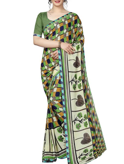 checkered printed saree - 16222840 - Very Small Image - 1