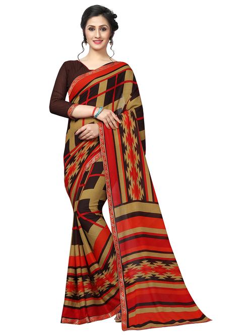 checkered printed saree - 16222844 - Very Small Image - 1
