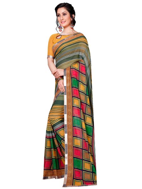 checkered printed saree - 16222853 - Very Small Image - 1