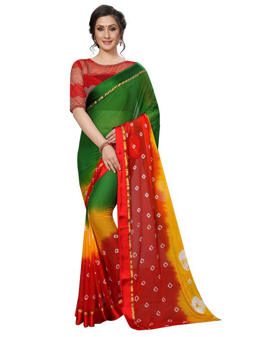 contrast shades bandhani saree - 16222863 - Very Small Image - 1