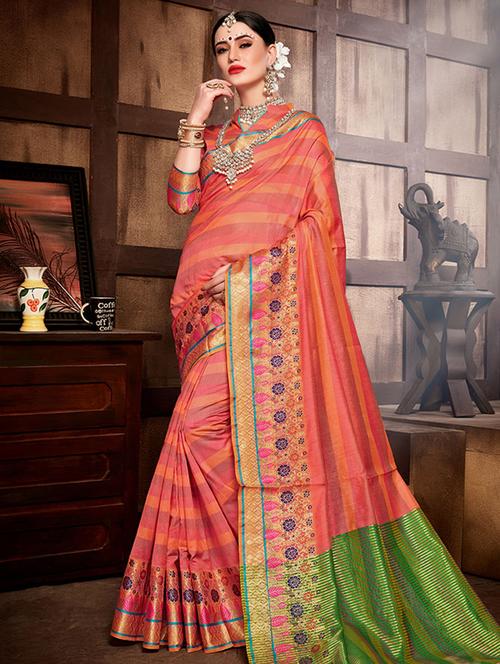 floral bordered saree with blouse - 16224732 - Very Small Image - 1